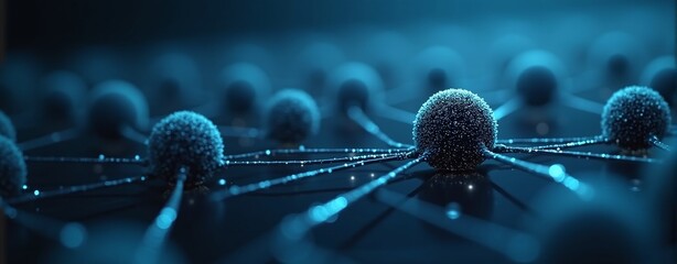Closeup on molecular network, connective shapes