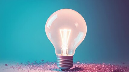 Wall Mural - light bulb exploding with creative pink and blue energy