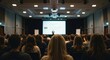 © sujon1638 - A captivating presentation unfolds before a large audience in a well lit auditorium with a speaker on stage