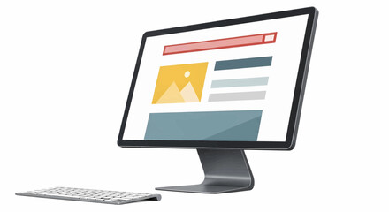 Web design concept vector illustration, website layout icon on a computer screen.