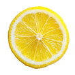 © Dg - Close-up of a lemon slice.  Bright yellow citrus fruit, perfectly sliced in half, displaying the juicy interior.  White pith clearly visible around the center.