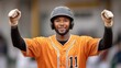 © NAD SANG PAP - Baseball Player Celebrating Home Run at Stadium Action Shot Exciting Atmosphere Joyful Expression