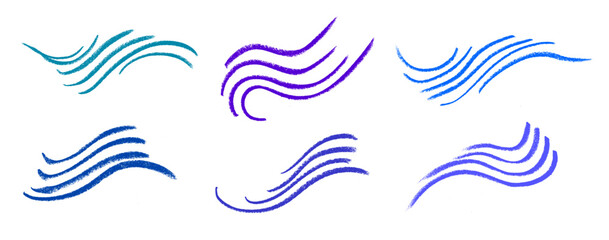 Wall Mural - Wave Effect Icons Crayon Chalk Drawing Doodle Vector Set
