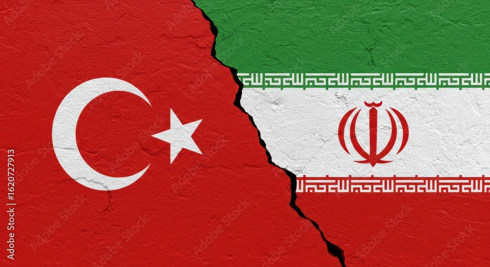 Ilustración de Stock Divided Nations The flags of Turkey and Iran(01)
