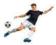 © FP Creative Stock - Male soccer player doing a strong forward volley shot on isolated background