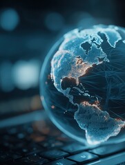 Poster - Global trade insights analyzing digital transformation in business technology landscape data-driven environment close-up perspective