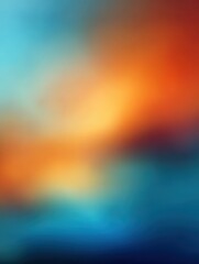 Poster - abstract blur orange and blue gradient background with soft transitions and vibrant hues, evoking a sense of warmth, tranquility, and creativity. Ideal for modern, artistic, and minimalist designs