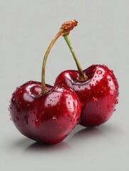 Poster - Fresh red. cherry set, isolated background