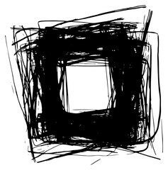 Wall Mural - png simple square scribble abstract drawing black.