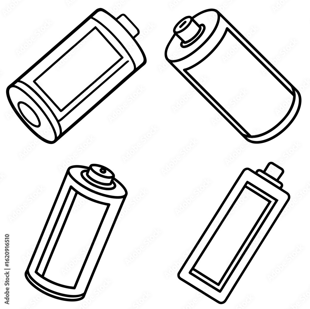 Battery Coloring Page, Energy Cell Outline, Power Source Drawing ...