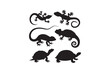 © Sadek - Collection of black silhouettes of reptiles including lizards and turtles