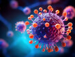 © SARA BUBNA - gefärbte mikroskopische Darstellung eines Herpesvirus - 3, Herpes simplex virus (HSV)