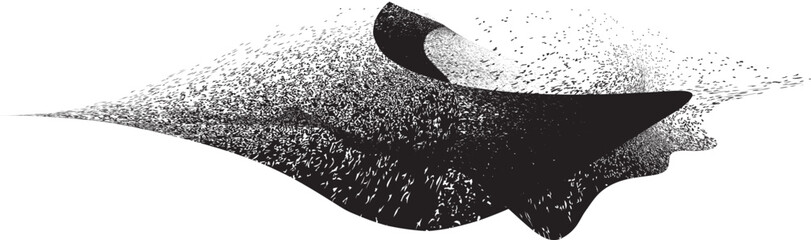 Wall Mural - sprayed black spiral line .graffiti art design . noise dispersion grungy wavy logo . spray effect .g