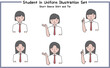 © natsuiro - 制服姿の学生 イラストセット4-1 (半袖シャツ＆ネクタイ) / Student in Uniform, Character Pose Set
