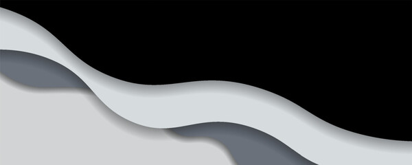 Wall Mural - Vector white line background curve element with black space for text and message design, overlapping layers, vector