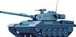 © Royal Ability - Military tank vector illustration with blue camouflage and armored design for defense and combat operations