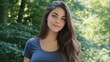 © J. Grayscale - Natural Portrait of a Young Woman with Long Hair in a Lush Green Environment