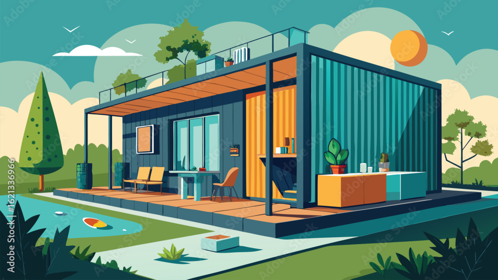 Modern Container Home 3D Model – Compact, Eco-Friendly, Sustainable ...