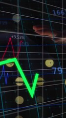Poster - Animation of graphs with changing numbers against midsection of caucasian man using digital tablet