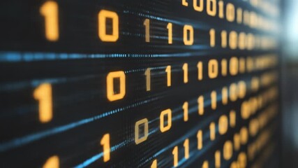 Abstract stream of glowing binary code, illustrating data flow and processing concept