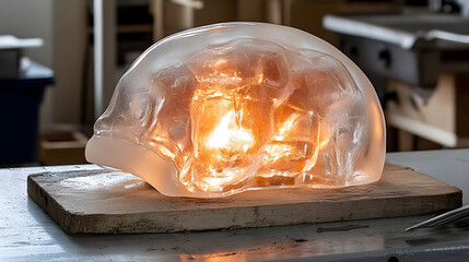 Transparent sculpted head with internal light