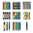 © Andrii - Chart vector class art icon colored pens markers tools sharpener color highlighters