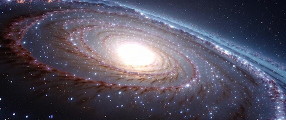 Wall Mural - anamorphic video breathtaking of a vibrant spiral galaxy, swirling with countless stars, cosmic dust