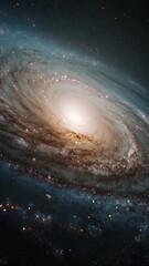 Wall Mural - vertical video breathtaking of a vibrant spiral galaxy, swirling with countless stars, cosmic dust, 