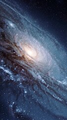 Wall Mural - vertical video breathtaking of a vibrant spiral galaxy, swirling with countless stars, cosmic dust, 