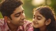 © YU - A father and daughter sharing a warm moment in a sunlit natural setting.