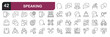© Bradericon - Set of line icons related to speaking, discussion, speech. Outline icons collection. Editable stroke.