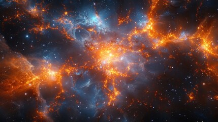 Wall Mural - A vibrant nebulae displays intricate patterns of light and color.