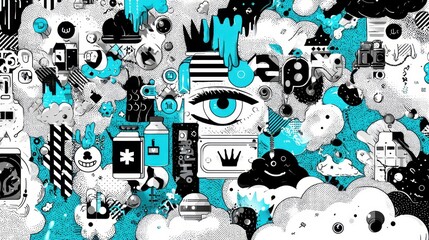 Poster - A vibrant, graphic design featuring a multitude of stylized elements.