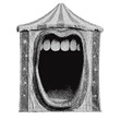 © ink drop - Circus creepy mouth entrance tent halftone grunge vector design element