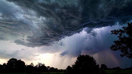 Wall Mural - arafed image of a storm cloud with a lightning bolt coming out of it