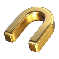 Poster - 3d golden horseshoe magnet isolated on transparent background
