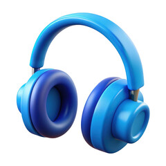 Poster - 3d blue headphones isolated on transparent background