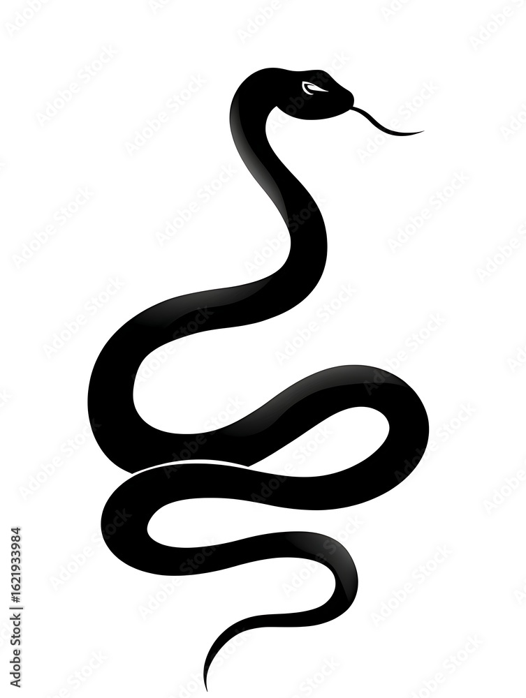 Black snake isolate on white background.