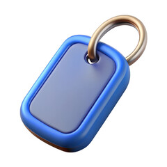 Poster - 3d blue dog tag with gold ring isolated on transparent background