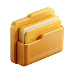 Poster - 3d yellow folder icon with documents isolated on transparent background