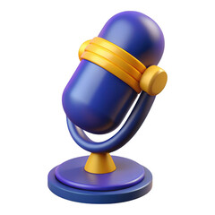 Poster - 3d vintage microphone with yellow accents isolated on transparent background
