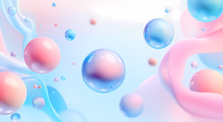 Wall Mural - Abstract Soft Pastel Color Bubbles and Curves