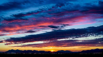 Wall Mural - arafed view of a sunset with a plane flying in the sky