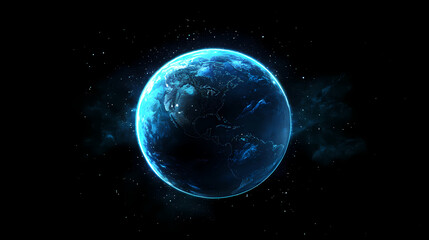 Wall Mural - Glowing Blue Planet in Space