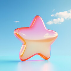 Wall Mural - 3D Rendered Holographic Star Against a Pastel Sky