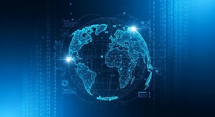  Futuristic world map point. Global network planet Earth. 