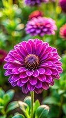 Wall Mural - vibrant purple pink flower blooming in a garden