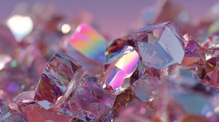 Canvas Print - sparkling pink crystals with reflective surface and color play