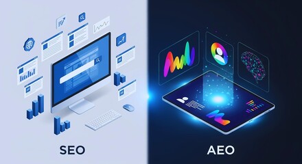 Wall Mural - seo versus aeo: artificial intelligence in digital marketing strategy
