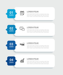 Wall Mural - 4 infographics data rectangle tab index template. illustration business abstract background.